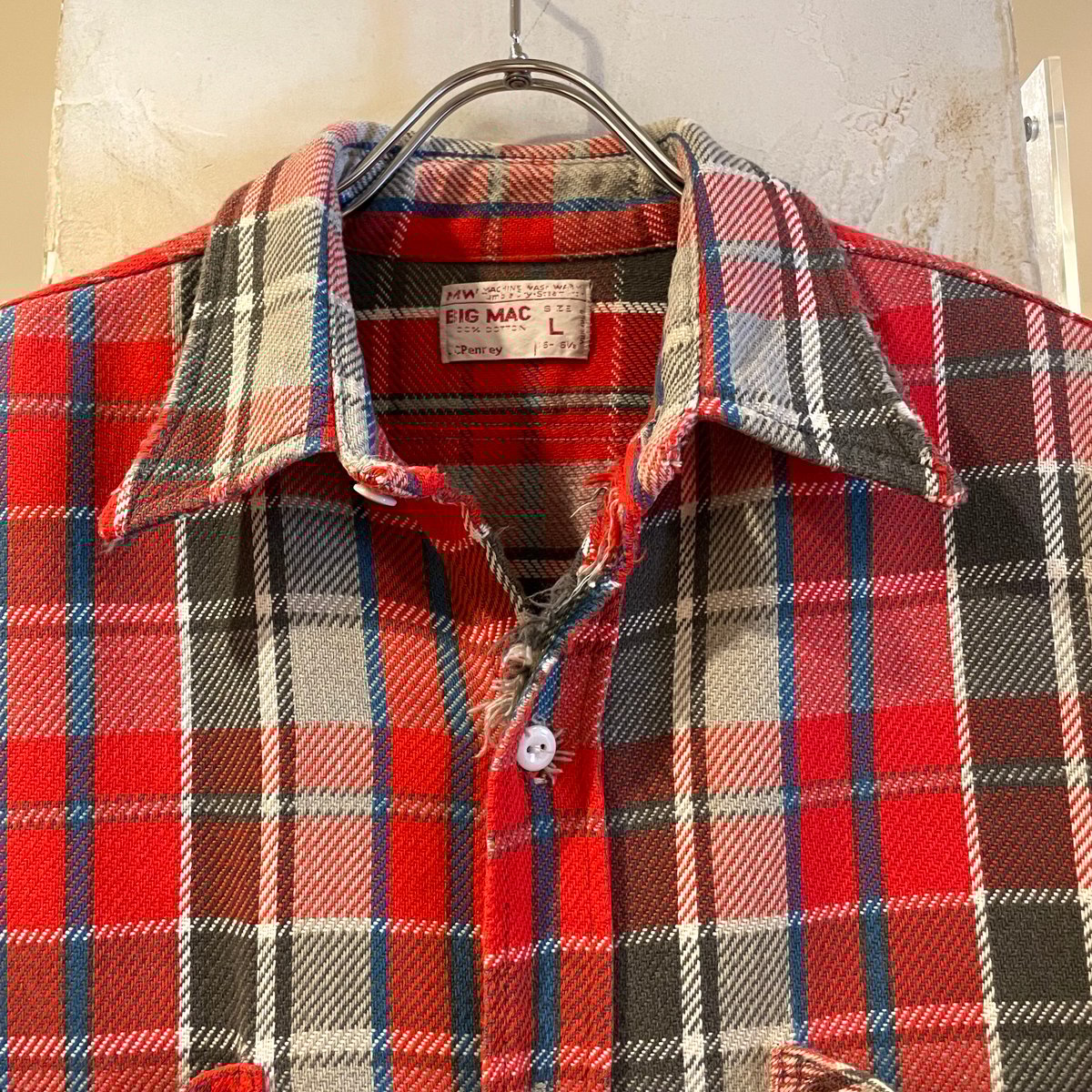 70s BIG MAC L/S ネルシャツ USA製 Size L コットンシャツ ビッグマッ