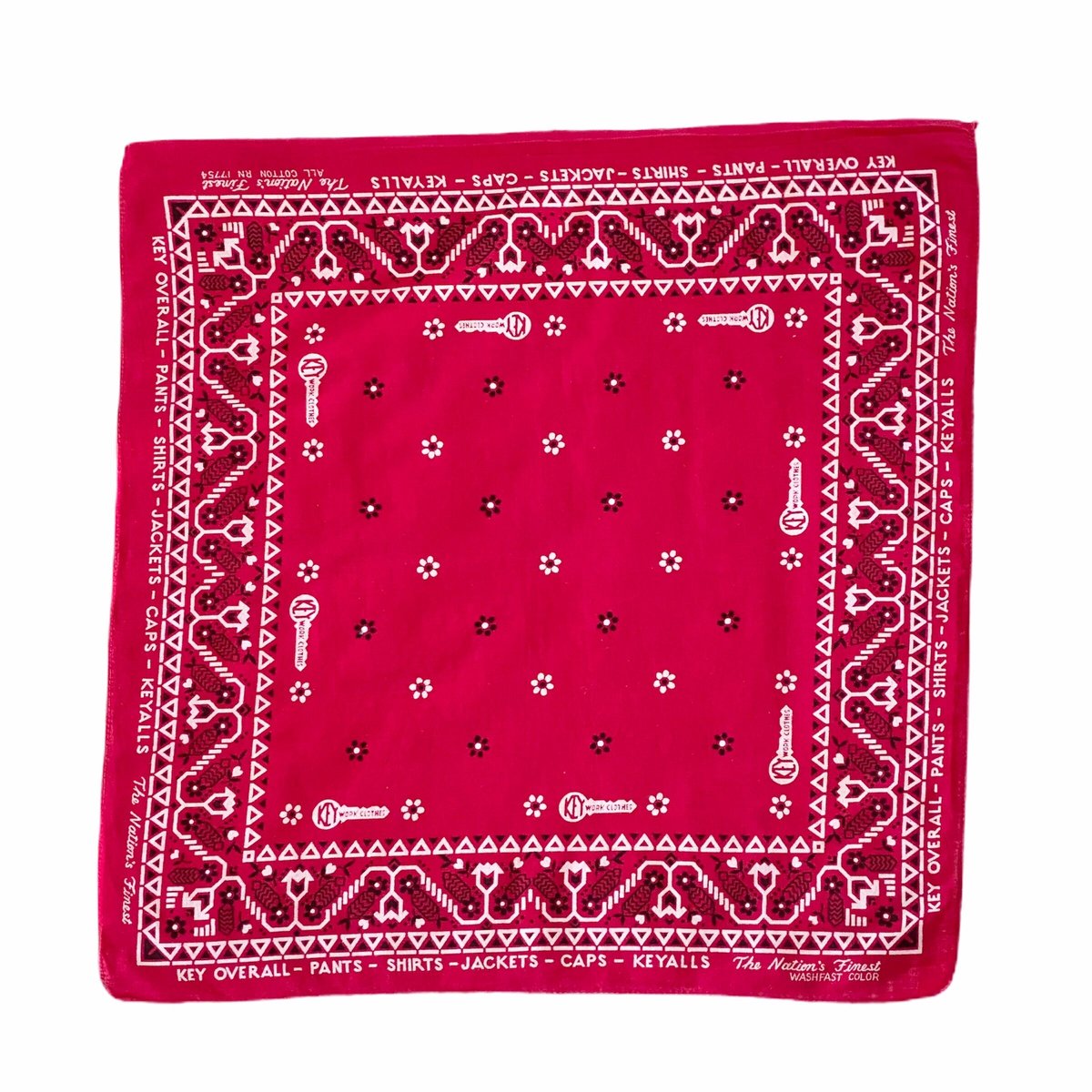 Bandana KEY WORK CLOTHES ヴィンテージバンダナ 60s USA製 赤