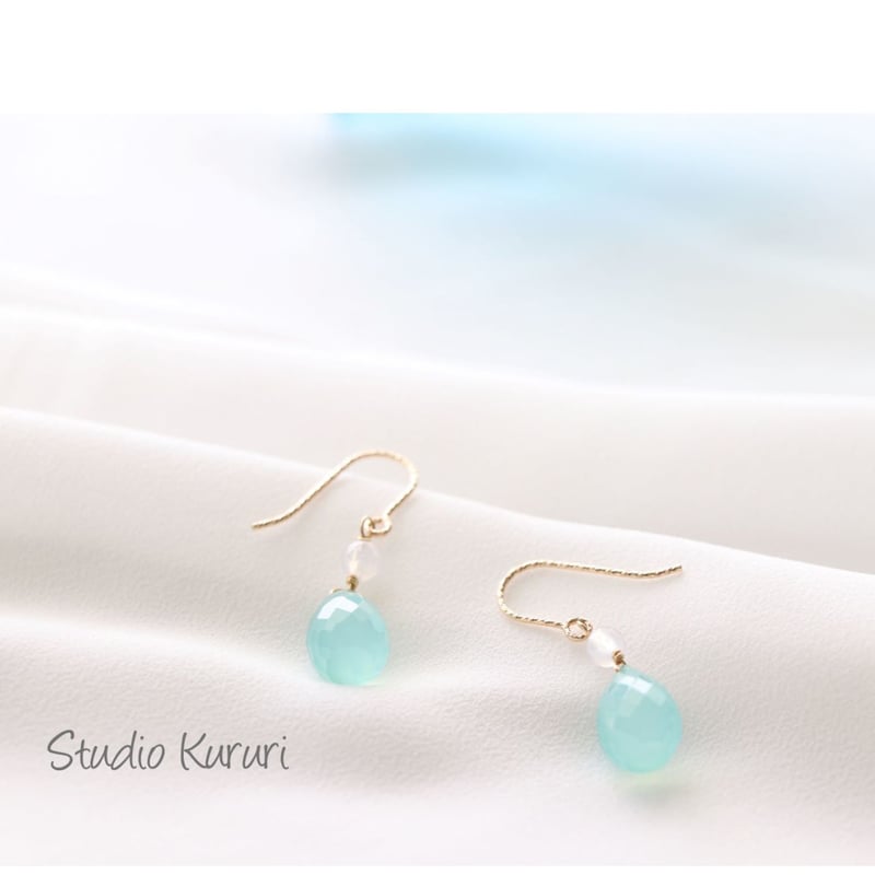 ひなママ様専用】ラスト！宝石質アイスブルーカルセドニーイヤリング