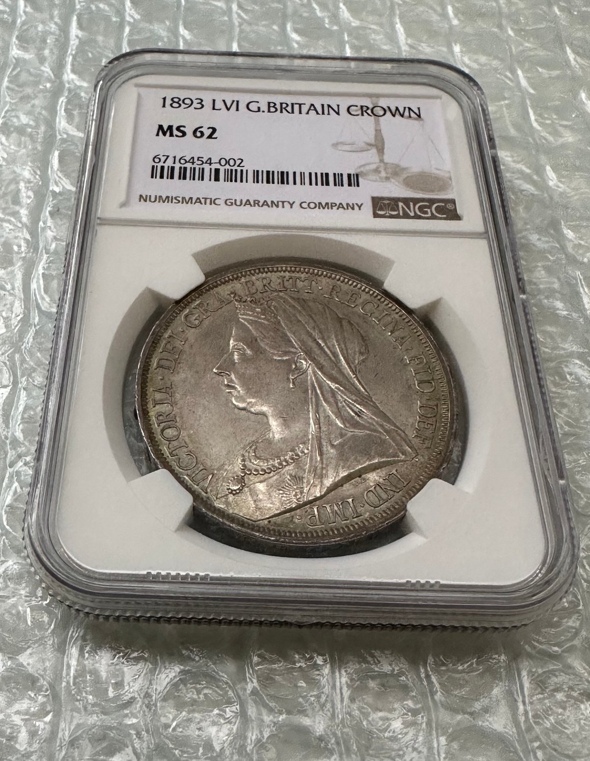 NGC鑑定MS62 クラウン銀貨 ヴィクトリア女王 1893年 ヴェールヘッド