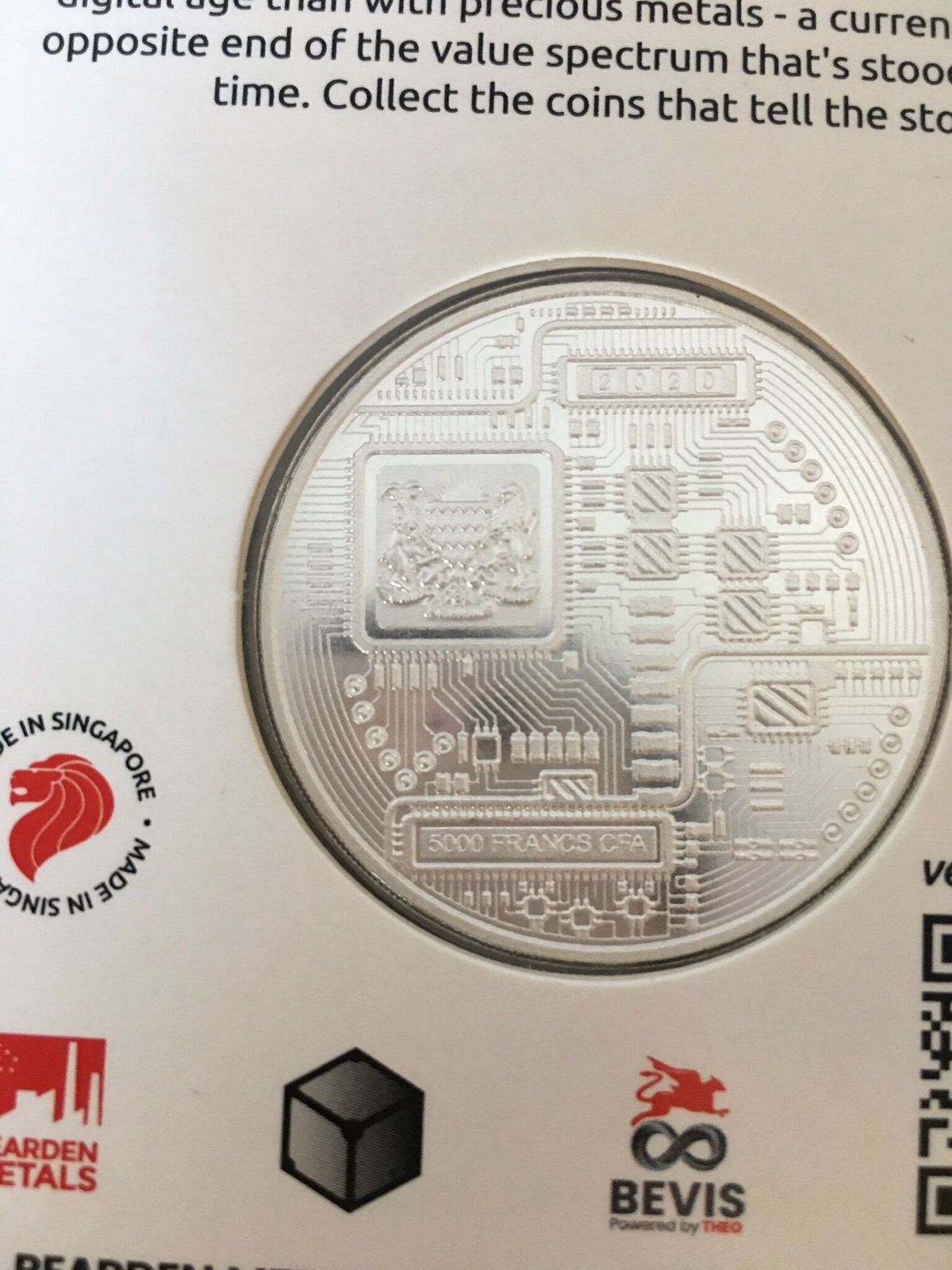 ビットコイン プルーフ版 チャド共和国 CFAフラン 1オンス 銀貨