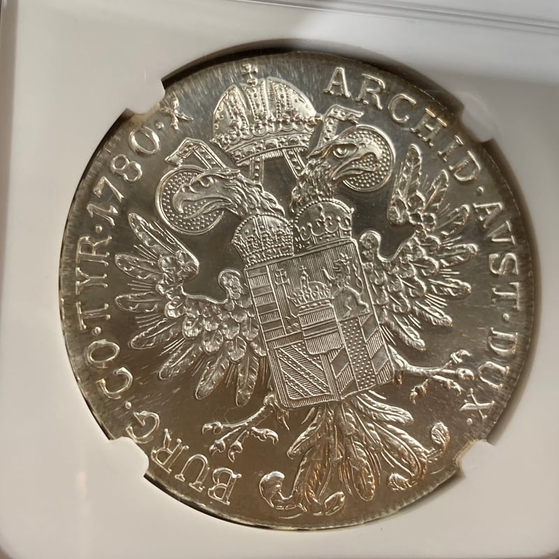 NGC鑑定PF68UC プルーフ表記 1780年付 マリアテレジア ターラー銀貨