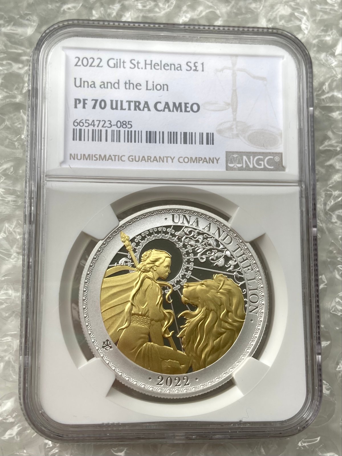 NGC鑑定PF70】 2022年 ウナとライオン Gilt・GOLD PLATE版 セントヘ