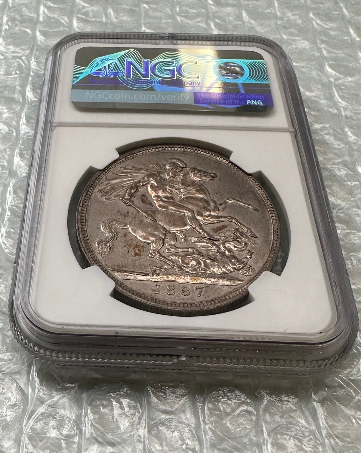 NGC鑑定AU58 ジュビリーヘッド 1887年 クラウン銀貨 ヴィクトリア女王