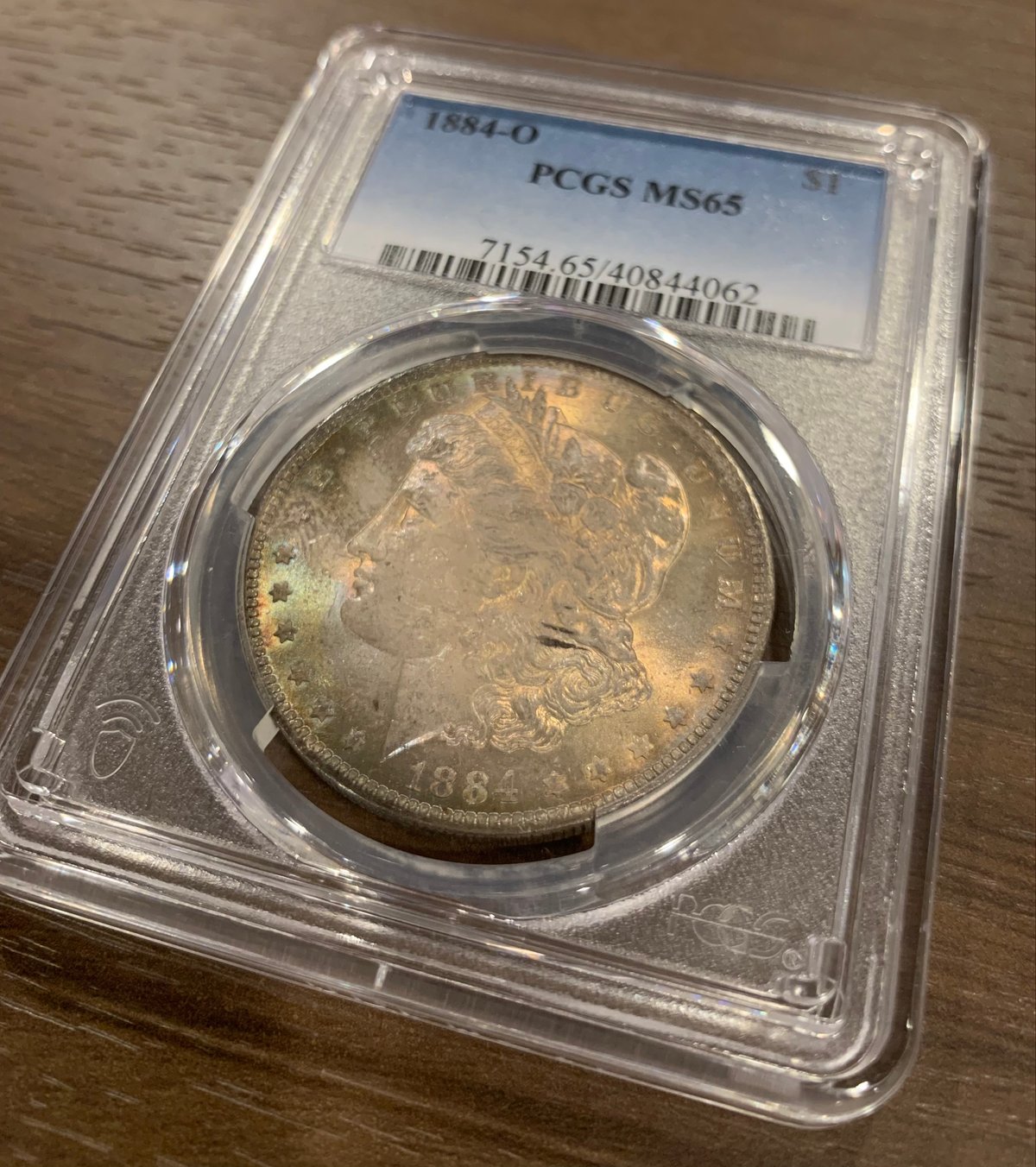 レインボートーン・両面】PCGS鑑定MS65 1884-O モルガンダラー