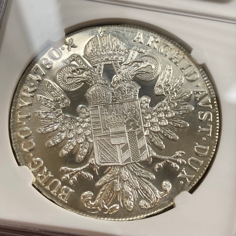 NGC鑑定PF68UC プルーフ表記 1780年付 マリアテレジア ターラー銀貨