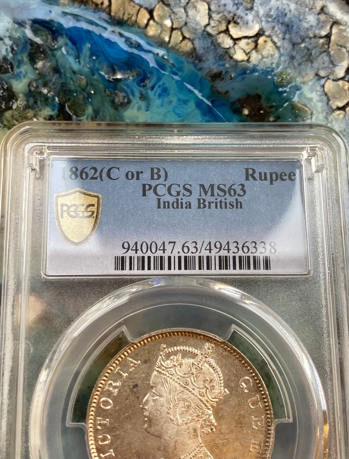 珍品のラベルエラー& QUEEN刻印碑文 】PCGS鑑定MS62（表記はMS63） 英