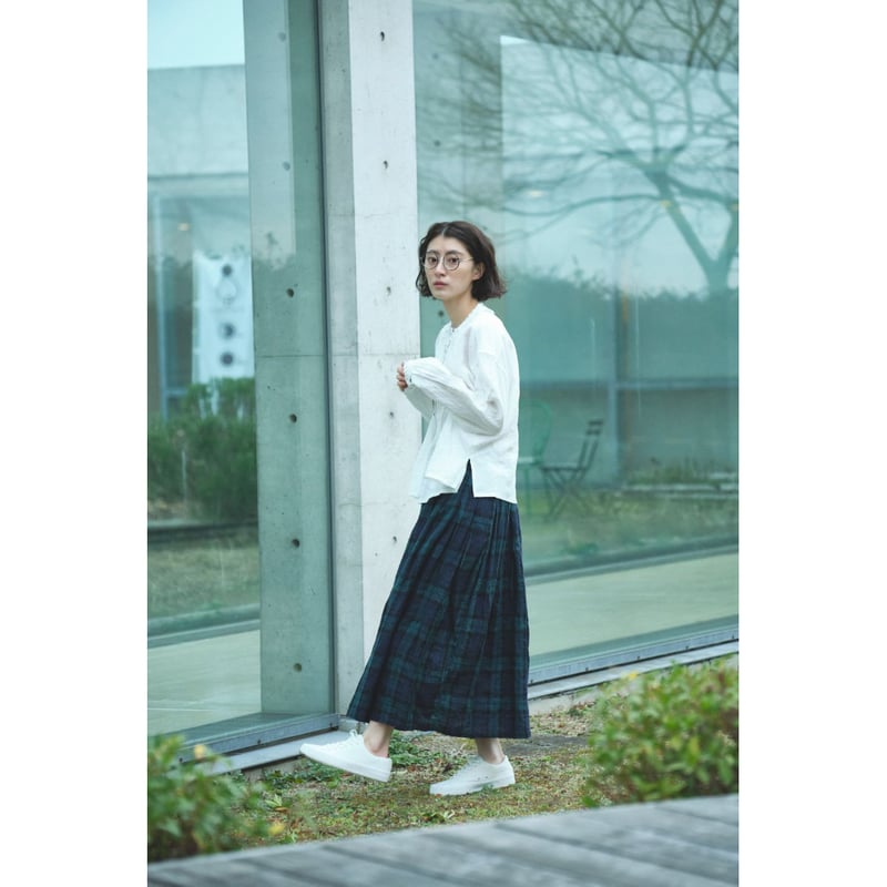 先染リネン 83cm丈 裏付タックスカート 2color ○ub-0529 | ubasoku