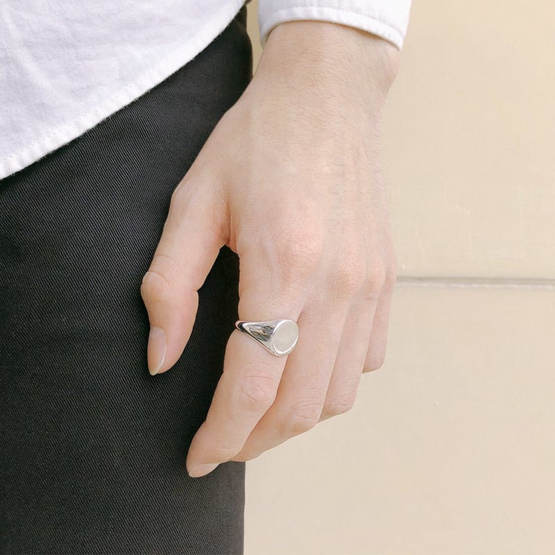 シグネットリング【サークル/印台打刻可能】｜ Silver925｜[INITIAL