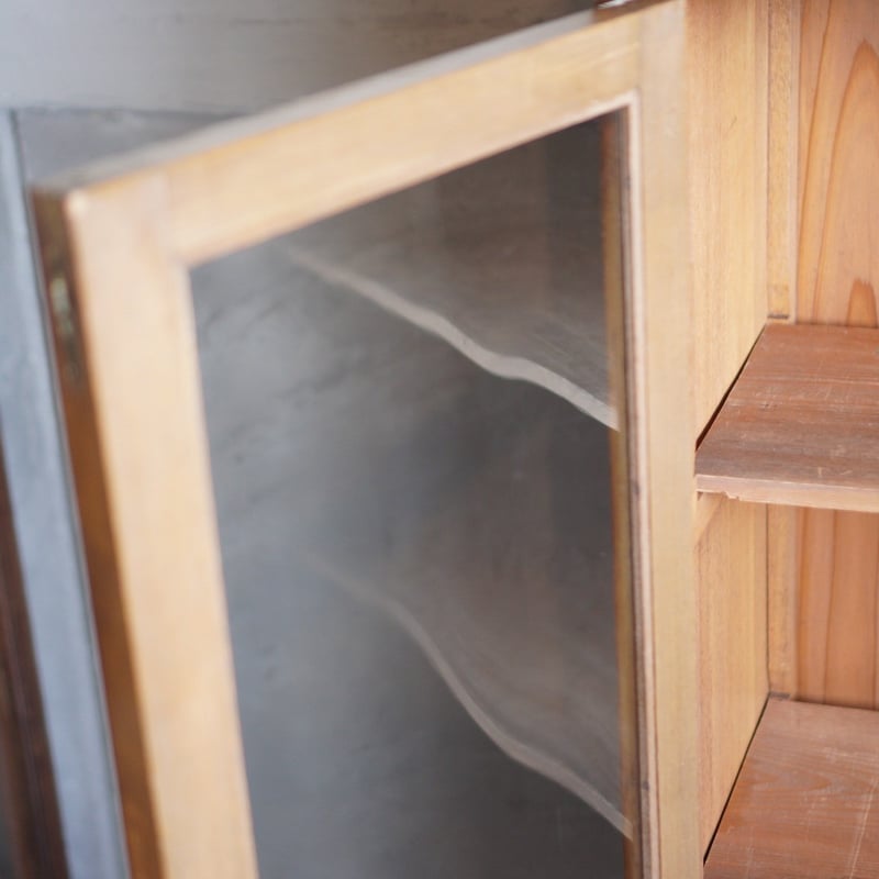 古いガラス棚 食器棚 収納棚 木製 大正 昭和初期 収納 古道具 古家具