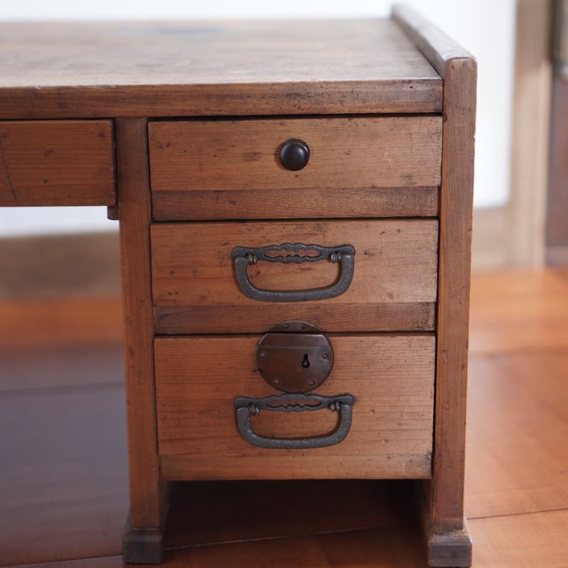 昭和のローテーブル 文机 机 引出し付き 書斎机 テーブル 昭和初期