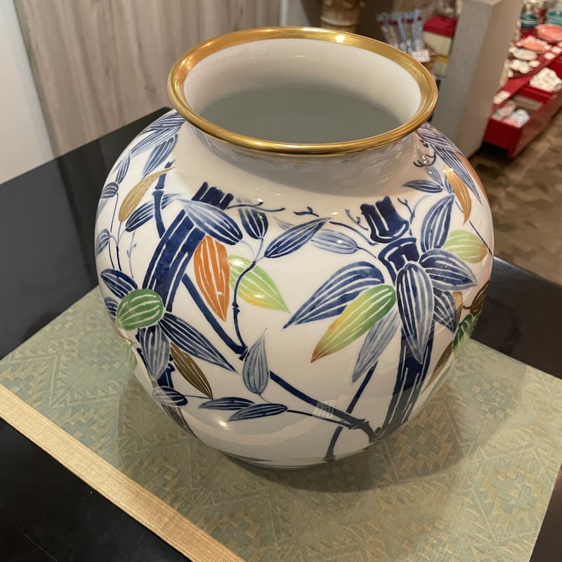 大倉陶園 竹笹花瓶 一品作 昭和38年 | つちや陶器店