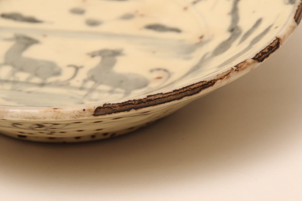 皿/呉須染付/中国/鹿/魚/明~清/古玩/唐物/ 古美術/ 時代物 /骨董品