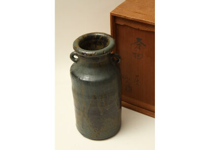 昭和レトロ/背戸窯/釥/加藤 釥/花入れ/織部焼/瀬戸/壺/花瓶