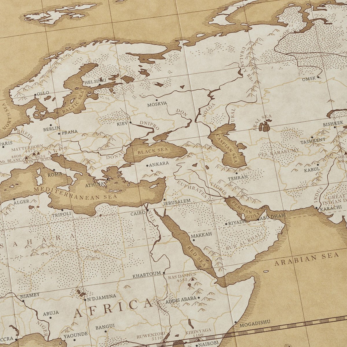 テーブルに置いて、壁に貼って [アンティーク] 自立式世界地図