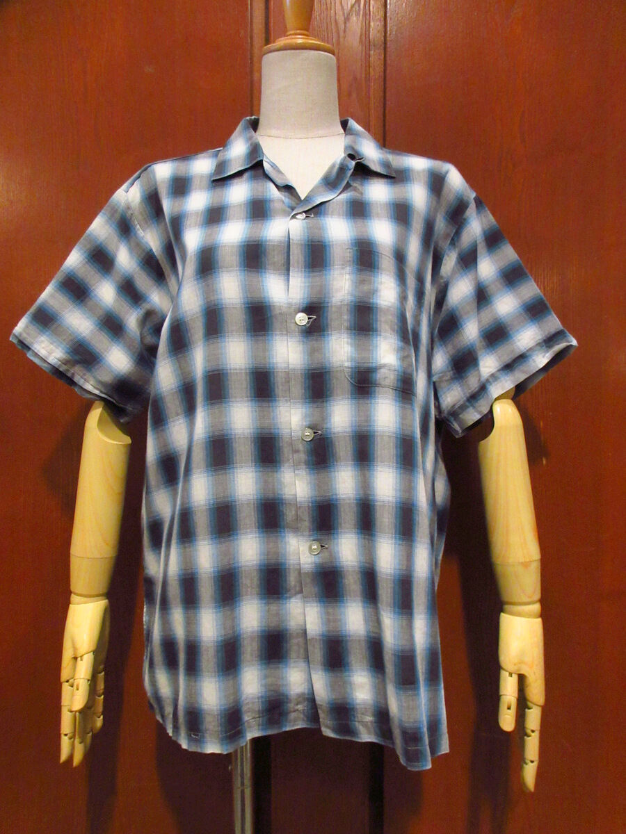 ビンテージ60's○ARROWシャドーチェックコットンループカラー半袖