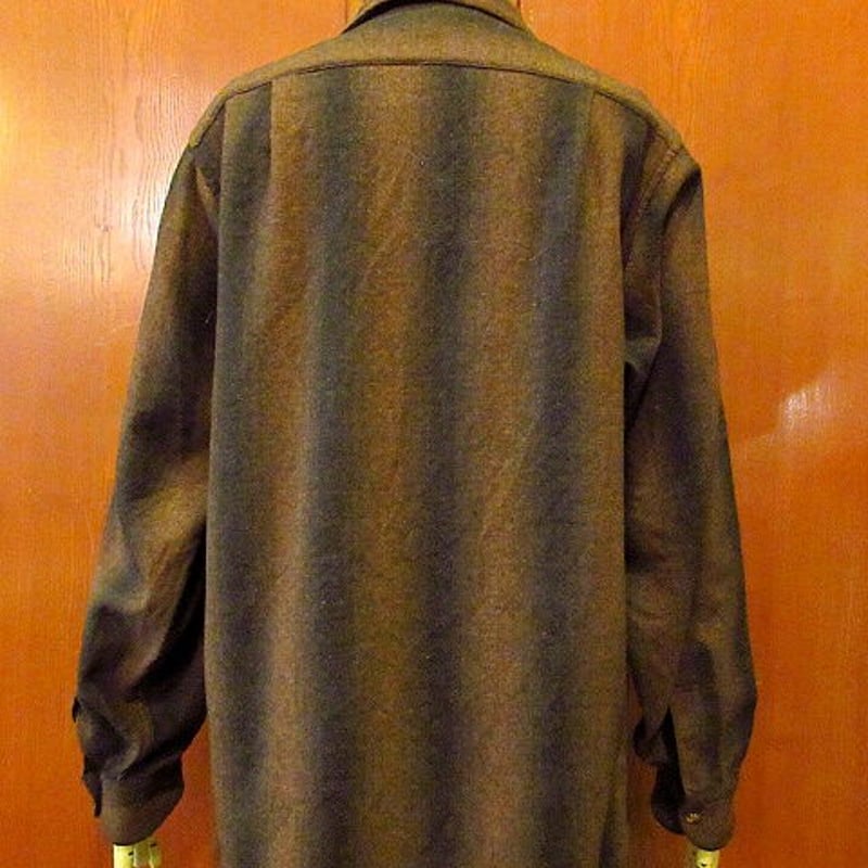 ビンテージ50's○PENDLETON オンブレストライプウールシャツ茶 Size M