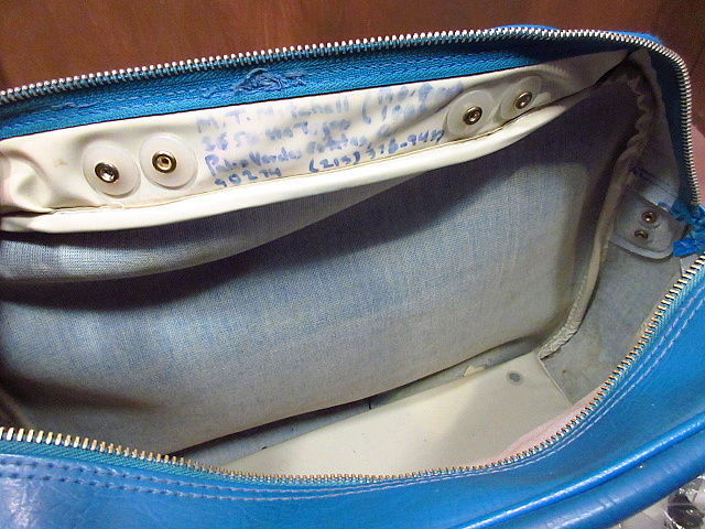 ビンテージ70's80's○adidasレザーショルダーバッグ青○200812n6-bag-s