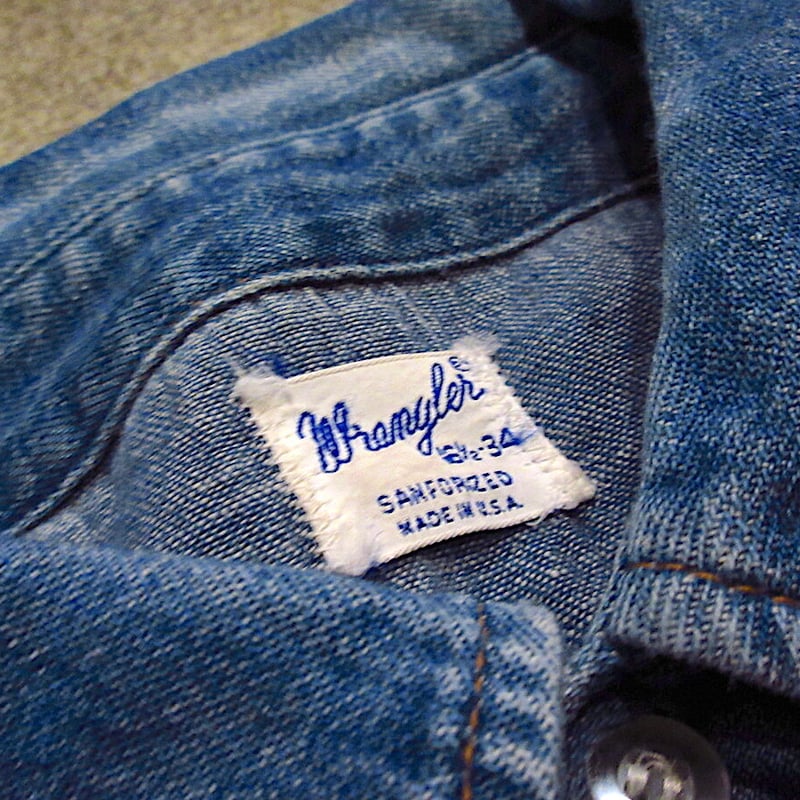 ビンテージ60's○Wrangler 27MWデニムウエスタンシャツsize 16 1/2-3