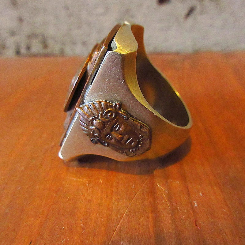 ビンテージ40's50's○インディアンモチーフメキシカンシルバーリング
