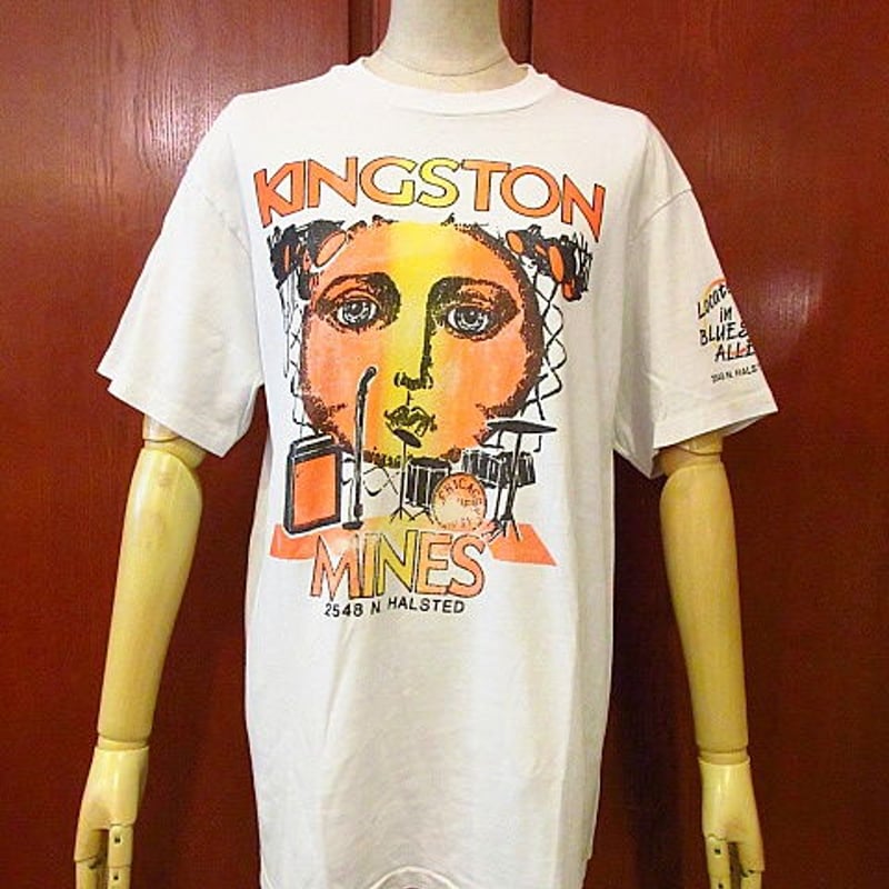 ビンテージ80's90's○KINGSTON MINES 両面プリントTシャツ○200702s