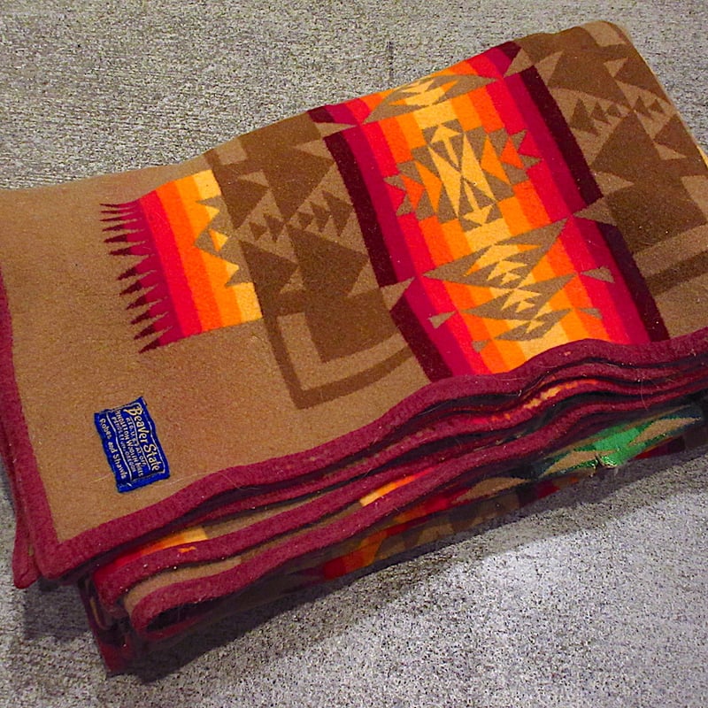ビンテージ○PENDLETON Beaver Stateネイティブ柄ウールブランケット