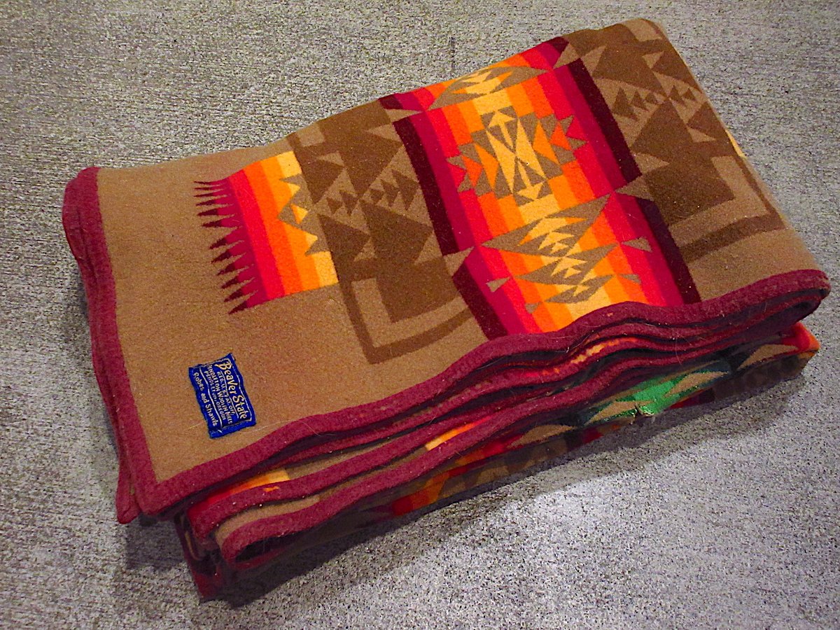 ビンテージ○PENDLETON Beaver Stateネイティブ柄ウールブランケット