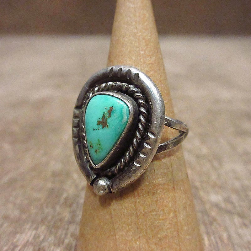 ビンテージ○ナバホターコイズスターリングシルバーリング○240616i6