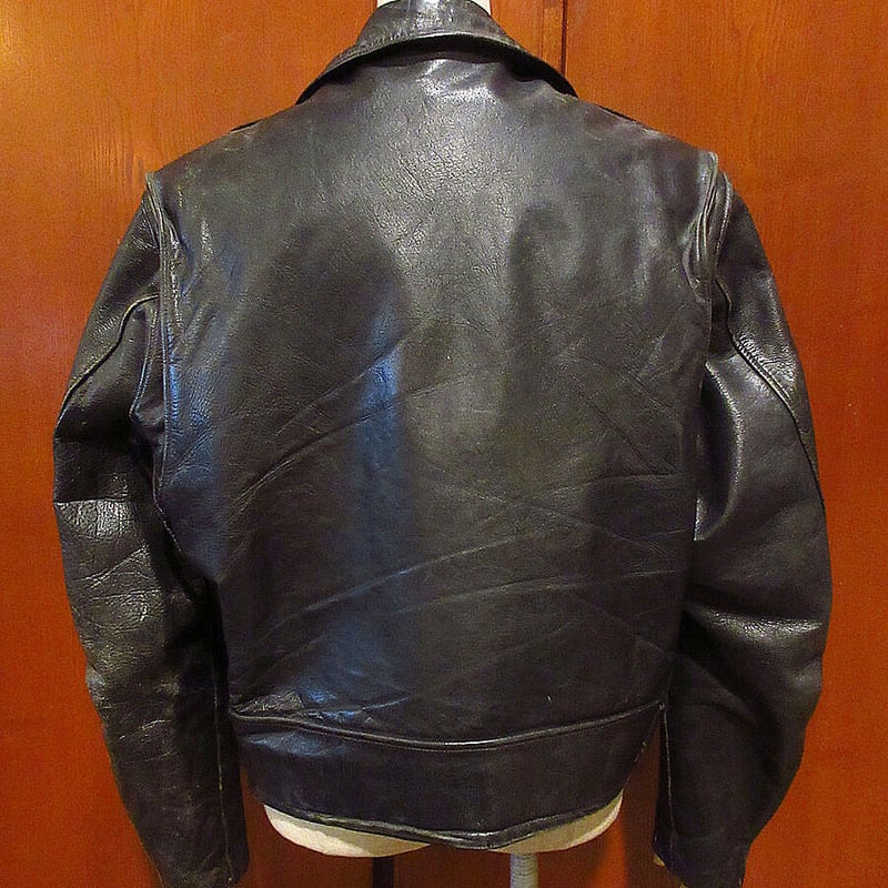 ビンテージ40's○Windwardホースハイドダブルライダースジャケット黒