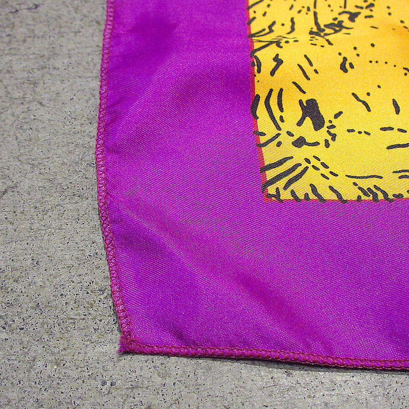 ビンテージ○Picassoアートプリントシルクスカーフ約87cm×約85cm