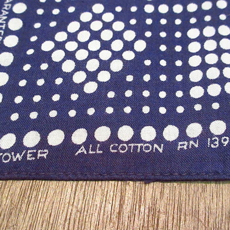 ビンテージ50's○TOWERドット柄コットンバンダナ紺○200719n5-bnd 1950s