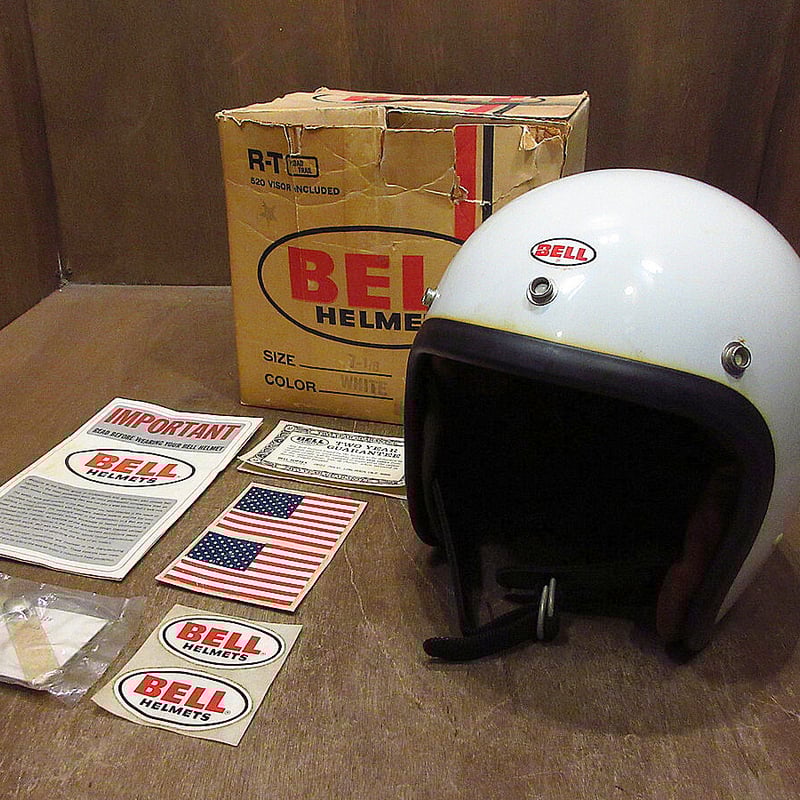 ビンテージ70's○箱付きBELL R-Tジェットヘルメット白7 3/8○220111i2-h