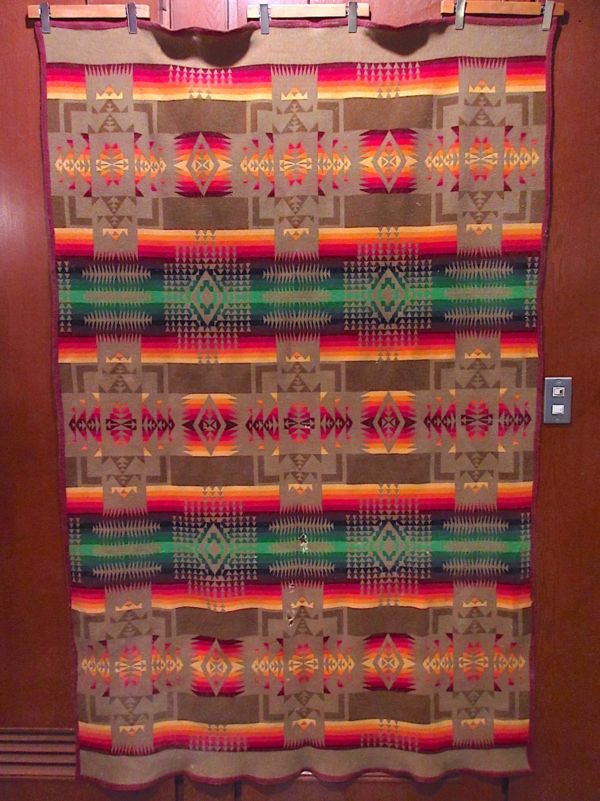 ビンテージ○PENDLETON Beaver Stateネイティブ柄ウールブランケット