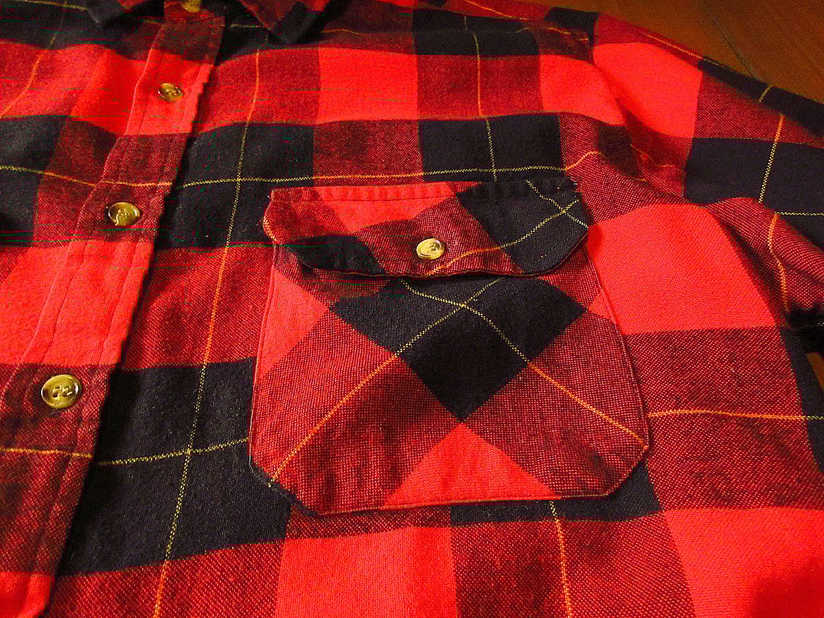 ビンテージ80's○SAUGATUCKチェックネルシャツ赤×黒×黄色size M○241113