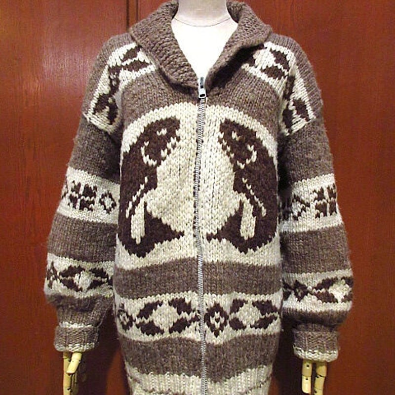 COWICHAN INDIAN魚柄カウチンセーター○210227s3-m-cowショールカラー