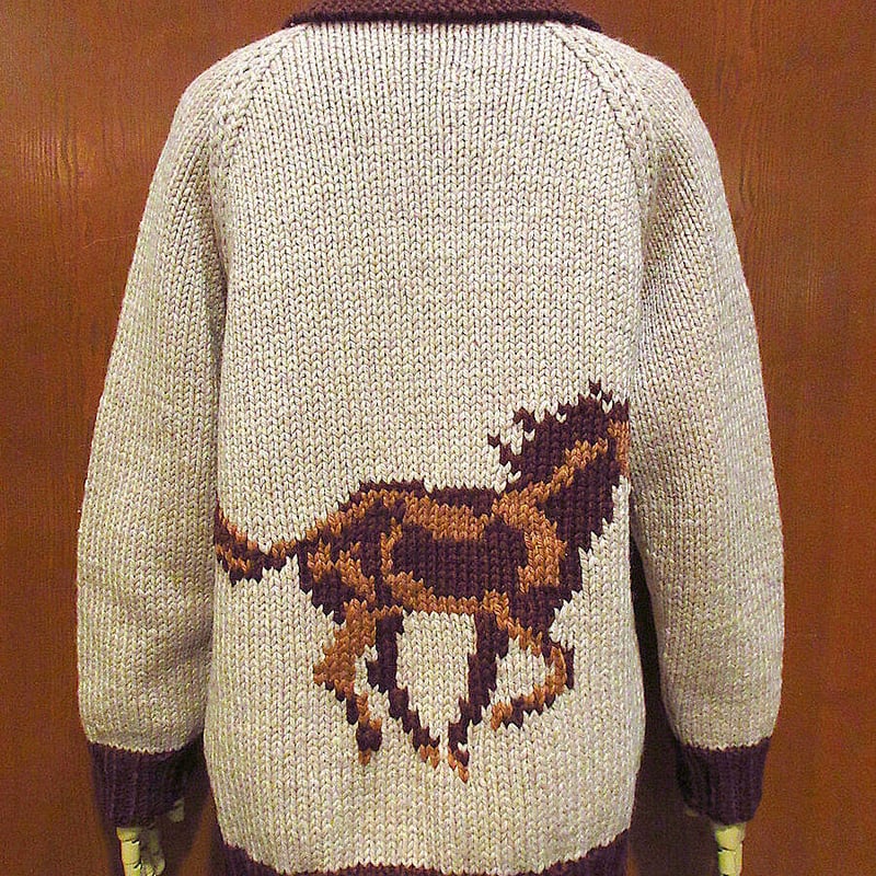 ビンテージ60's○馬ラグランカウチンセーター○221210s5-m-cow 1960s