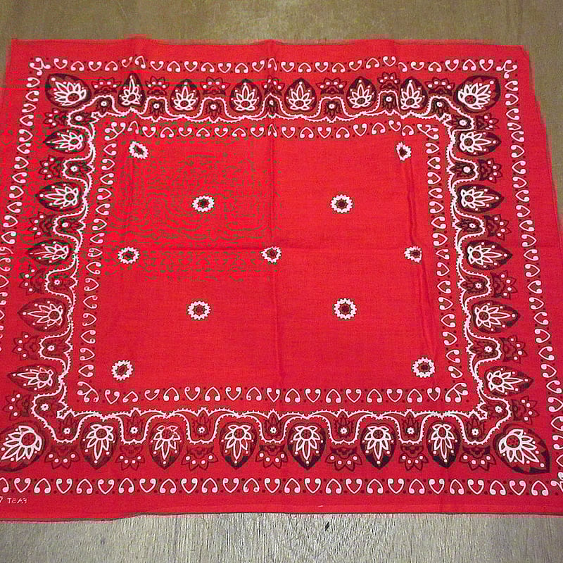 ビンテージ40's○下鼻象マークFAST COLORコットンバンダナ赤○230103i3