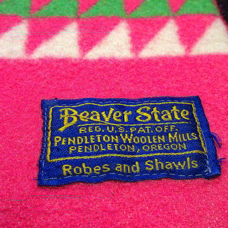 ビンテージ○PENDLETON Beaver Stateネイティブ柄ウールブランケット約