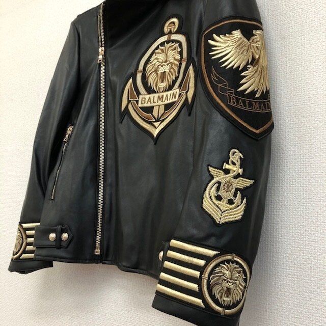 BALMAIN PARIS バルマン 8016 ブルゾン エコレザー ライダース
