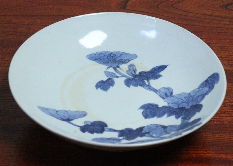 江戸幕末鍋島染付牡丹図7寸台皿③ | 吉祥寺PukuPuku