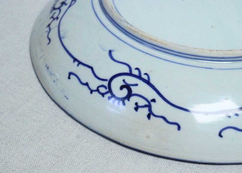 明治前期紙刷微塵唐草図尺皿 少甘手,ややかたつき | 吉祥寺PukuPuku