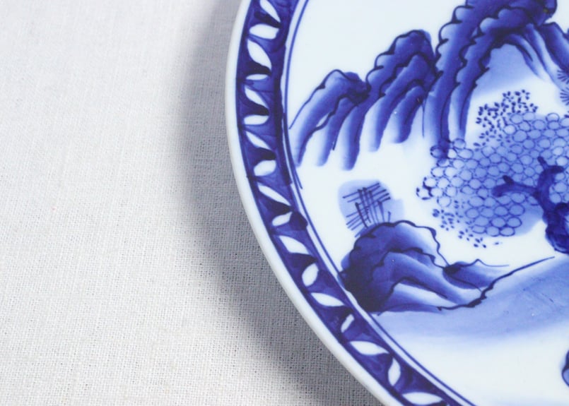 明治後期～大正染付山水図尺皿 | 吉祥寺PukuPuku