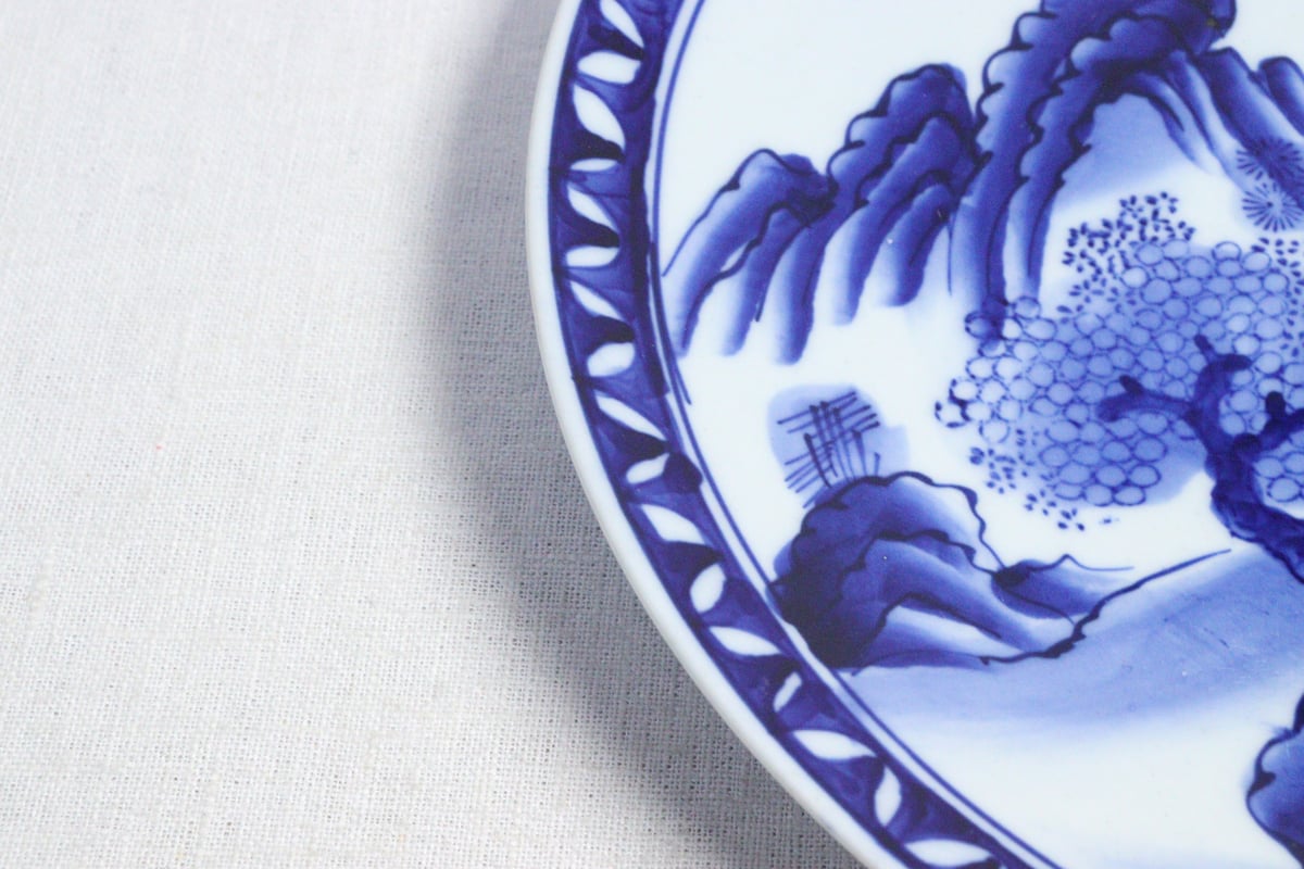 明治後期～大正染付山水図尺皿 | 吉祥寺PukuPuku