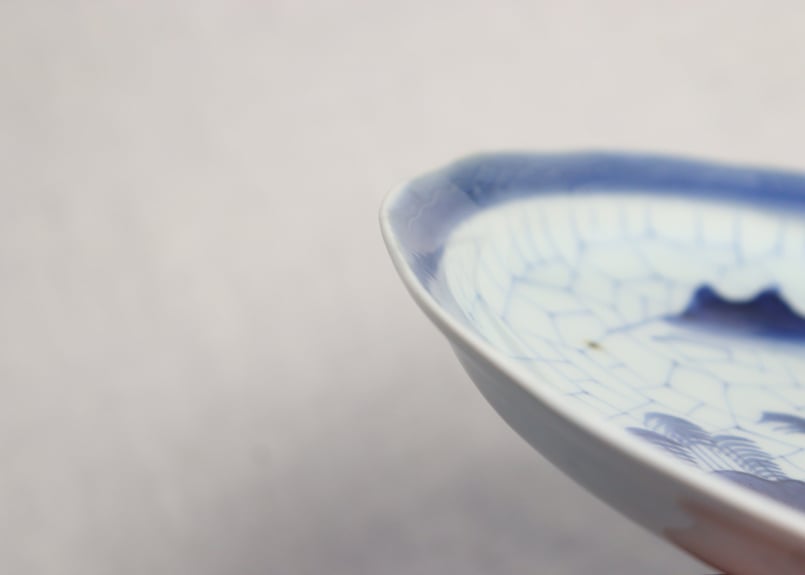 江戸幕末染付氷裂に山水図7寸皿 | 吉祥寺PukuPuku