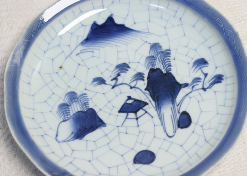 江戸幕末染付氷裂に山水図7寸皿 | 吉祥寺PukuPuku