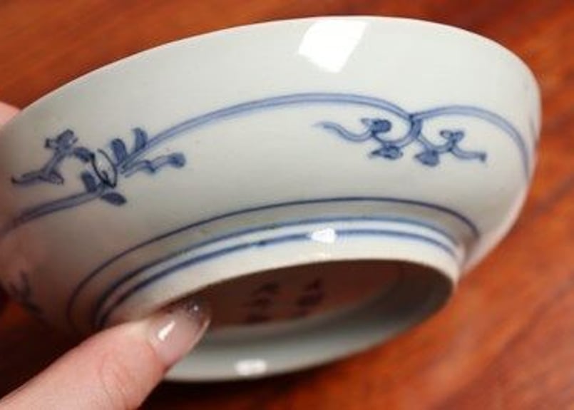 江戸中期藍柿右衛門桜と蛸唐草図なます皿 高台ホツ | 吉祥寺PukuPuku