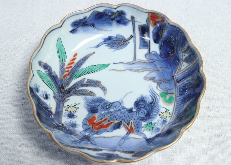 江戸後期色絵芭蕉と麒麟図なます皿 5客組 | 吉祥寺PukuPuku