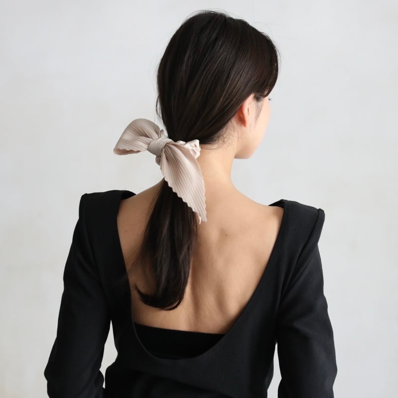 pleats big ribbon chouchou | decollte_accessory