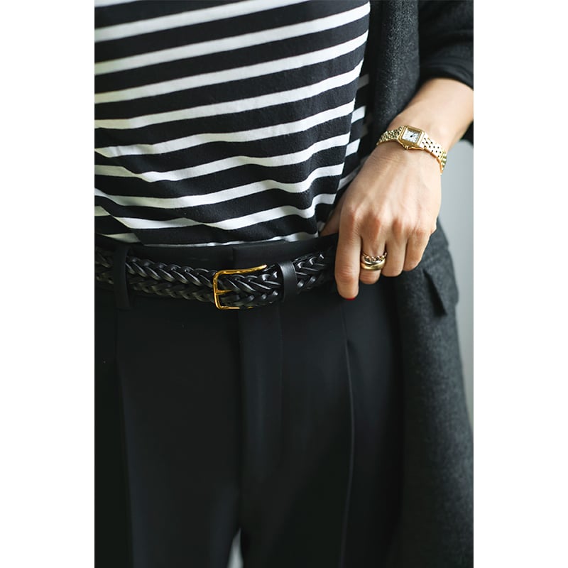 ミモレ別注】マヌエラの牛革メッシュベルト〈ゴールド〉【期間限定