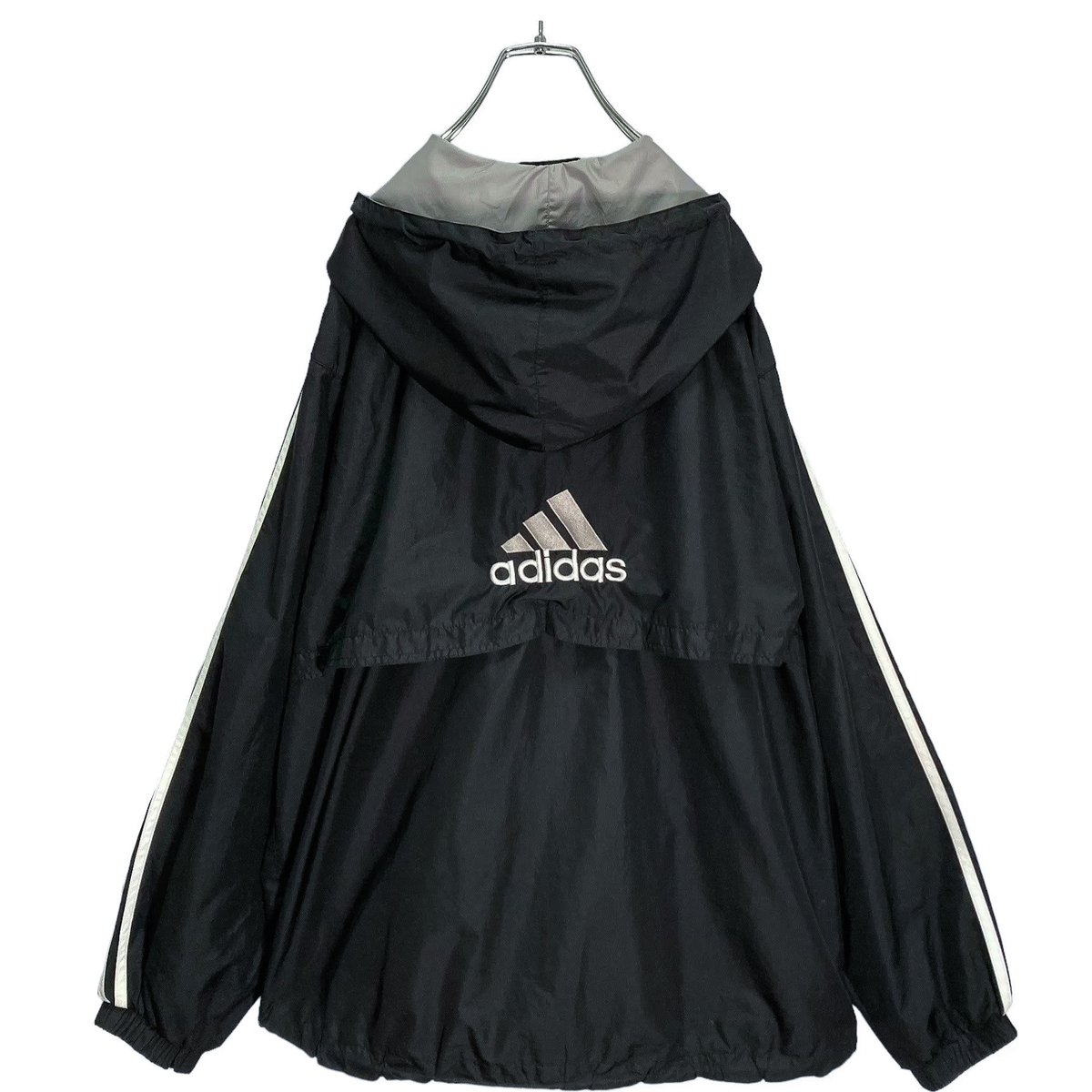 90s adidas L/S logo embroidered black anorak pa